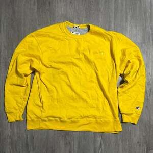 Champion Crewneck Sweatshirt, Bright Yellow, Men's Size XXL — Classic Streetwear